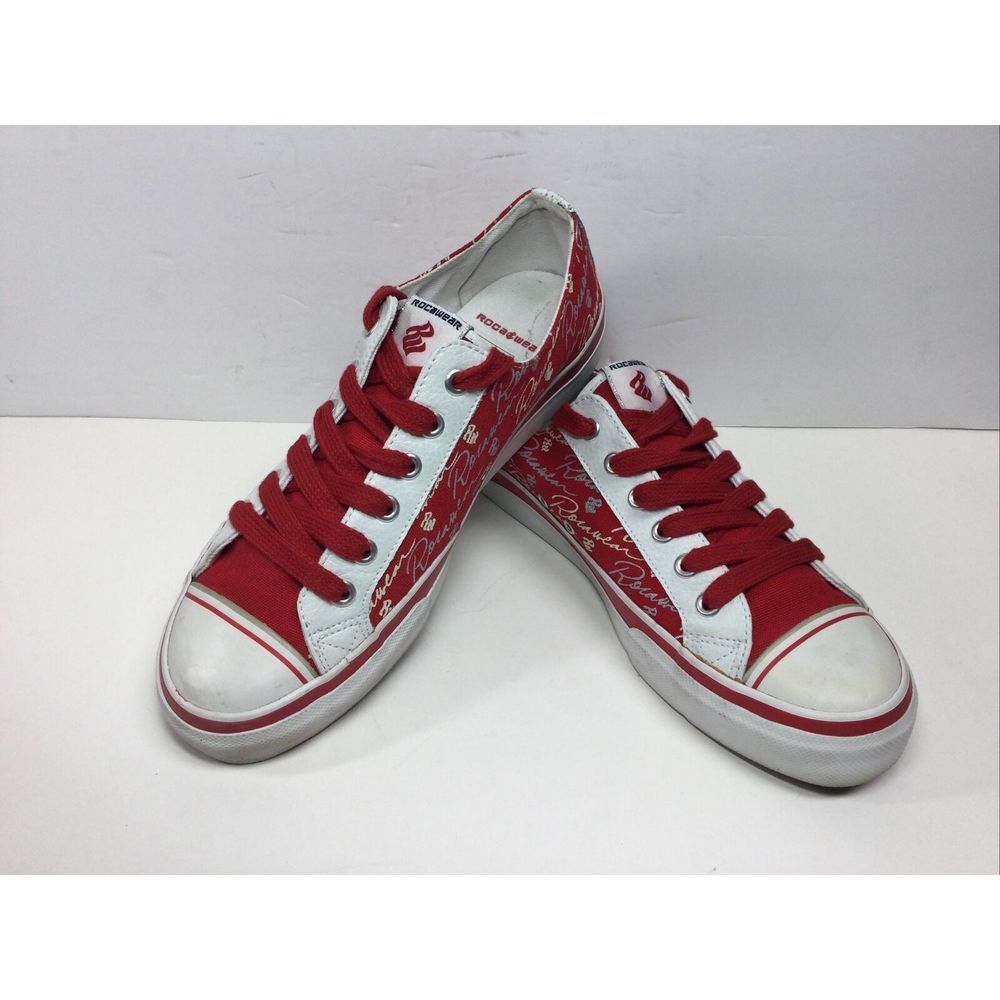 Roca Wear Pro Keds Fashion Sneakers Sz 9.5‎ Womens red white logo Designer Shoes